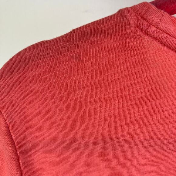 Life is Good Sz M Short Sleeve Textured Slub Cotton Mini Dress Orange Rising Sun - Picture 15 of 16